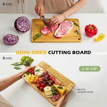 Kitchen Appliances Bamboo Cutting Board - Multi-Size Bamboo Cutting Board Set, Easy-Clean Cutting Board For Kitchen Prep & Charcuterie - Carbonized Bamboo(Brown) - View 4