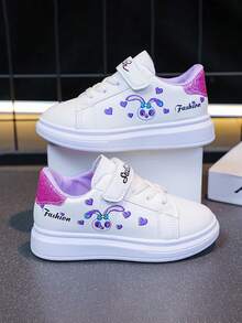 1 Pair Back To School Popular Kids Shoes For Girls, Cartoon Rabbit Design White Sneakers, Fashionable Non-Slip Soles For Comfortable Wear