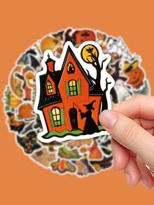 [Halloween Limited Edition]52PCS Halloween Decorative Stickers, Including Ghosts, Pumpkin Heads, Skeletons, Etc. A Practical Halloween Gift, Suitable For Decorating Phone Cases, Notebooks, Laptops, Diaries, Water Cups, Etc.