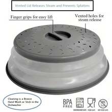 Microwave Splatter Cover With Steam Vent And Handle, Silicone Food Microwave Cover, Prevents Splattering And Keeps Microwave Clean, Space-Saving Design, Easy To Clean And Store, Heat Resistant, Perfect For Reheating Food, Fits Most Standard Size Plates And Bowls. - Nhiều màu - Xem 5