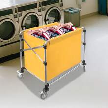 YIYIBYUS 220lbs Commercial Laundry Cart, Laundry Cart With Wheels, Folding Laundry Cart 90x60x88cm - Yellow - View 2