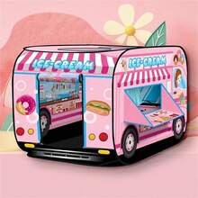 Różowy namiot w kształcie samochodu z lodami, przenośny, składany basen z piłeczkami, zabawka dla dzieci w wieku 3-12 lat, namiot dla niemowląt, basen z piłeczkami, dmuchany namiot