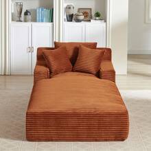 80 Inch Oversized Chaise Lounge Chair Indoor, Upholstered Corduroy Boneless Sleeper Sofa Bed With 3 Pillows, Deep Seat Reading Chair Cloud Couch For Living Room (80" D*50" W) - trái cam - Xem 8