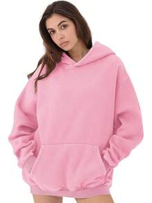 Mens Women Oversized Acid Wash Hoodie Unisex Heavyweight Vintage Fleece Sweatshirt & Hoodies For Men Couple 2025halloween - 粉色 - 查看 10