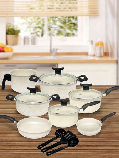 Conjunto Jogo de Panelas  Atenas 10 Pçs Antiaderente Tampa de Vidro