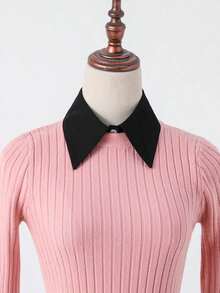 1pc Women's New Style Black Fashionable Decorative Chiffon False Collar Shirt, Detachable Bow Tie Accessories Women - 黑色 - 查看 4