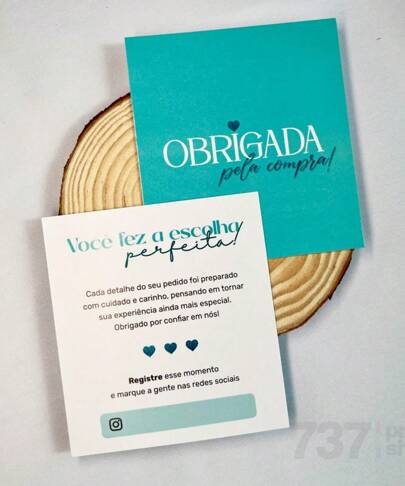 100 Cartão de Agradecimento ao Cliente 9x10cm - Obrigada pela Compra | Unboxing Personalizado