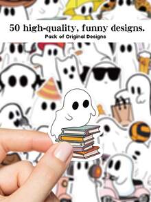 YWWBLD 50 buc drăguț mic fantomă Halloween temă autocolante cameră desktop profesor album decor Halloween DIY desene animate autocolante