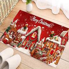 Holiday Reindeer Christmas Doormat - Vibrant Holiday Decor, Non-Slip Backing, Machine Washable, Polyester Entrance Rug, Suitable For Indoor/Outdoor Use, Easy To Clean, Perfect For Winter, Christmas Decoration Bathroom Kitchen Decor