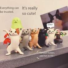 2 szt. uroczych uchwytów na figurki kotów: urocze, wielofunkcyjne podstawki do artykułów papierniczych, drobnych przedmiotów na biurku i jako element wystroju wnętrz