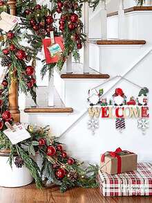 1set/2sets Creative Wooden Christmas Tree & Letter Decor Hanging Ornaments, Reindeer Christmas English Decor Sign