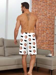 Printstory Customized Men's Pajama Shorts, Can Print Any Pattern, Unique Personalized Gift, Suitable For Family, Friends And Holiday Gatherings - White - View 3