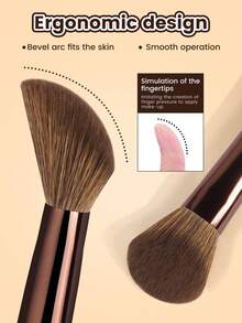 MAANGE 1/2/6件套专业化妆刷套装，可重复使用便携式化妆刷，包括散粉刷、腮红刷、遮瑕刷、修容刷、鼻刷、细节刷、粉底刷，适用于液体化妆品，适合日常面部彩妆，赠品 - 咖啡棕 - 查看 9