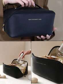 1pc PU Pillow Shaped Makeup Bag, Cosmetic Storage Bag, Travel Organizer Bag, Waterproof PU Skincare Pouch, Large Capacity Portable Makeup Bag, Women's Makeup Brush Holder, Travel Toiletry Bag, Zipper Closure Cosmetic Bag, Christmas, Halloween, Thanksgiving, Mother's Day Gift