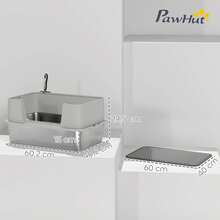 PawHut Stainless Steel Litter Box With Scoop, High Sided Cat Litter Tray - Grey - View 3