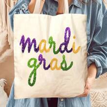 [Festive Mardi Gras Tote] Festive Mardi Gras Polyester Tote Bag |   Large Capacity, Durable, Simple Style Handbag Outdoor Picnic, Party, Shopping, Travel |