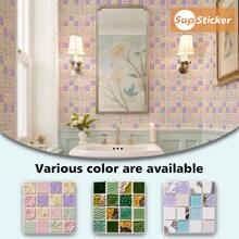 SUPSTICKER 12 miếng dán trang trí nhà cửa bằng chất liệu PVC dày dặn, kiểu dáng hiện đại, họa tiết gạch mosaic giả 2D, tự dính, chống thấm nước, chống dầu, dễ dán, thích hợp cho phòng ngủ, nhà bếp, phòng tắm, mặt bàn đảo bếp, trang trí tường phòng khách. Kích thước: 3.93*3.93/5.9*5.9/7.87*7.87 inch - Nhiều màu - Xem 5
