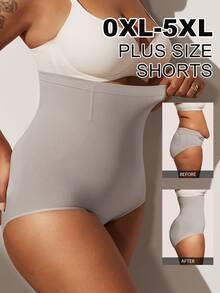 1pc Women's High Waist Seamless Shapewear, Strong Tummy Control And Butt Lift, Plus Size - Light Grey - View 3