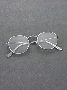一副金属几何基础款眼镜，精致高品质透明眼镜，男士适用，适合作为节日礼物、商务、休闲、学校郊游等场合佩戴。 - 無色 - 查看 2