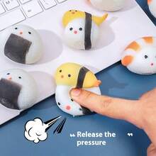 1件创意寿司揉面音乐减压仿真点心生日礼物圣诞礼物万圣节礼物完美礼品 - 彩色 - 查看 3