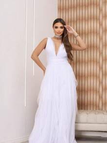 Women's Dress For Bridesmaid, Graduation, Wedding, Guest - White - View 1