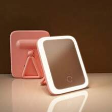 Makeup Mirror With LED Lights, Portable Travel Mirror Folding Mirror With Stand Adjustable, 3 Color Modes, Illuminated Vanity Mirror, Smart Dimmable Touch Screen, Vanity Mirror For Dressing Table, Bedroom, Changing Room, Mirror With 360° Rotation, Desktop USB Rechargeable, Valentine's Day , Mother's Day , Gift For Girls,Graduation Gift