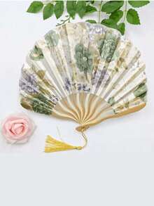 1个风扇配1个风扇罩，新款中国龙形扇叶风扇，可折叠手持风扇，日式风格，便携式，复古中国风 - 多色 - 查看 3