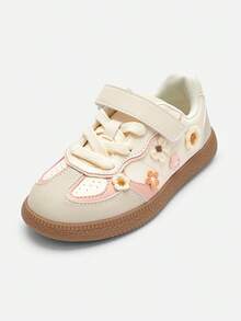 Balabala 2025年秋季新款女童低帮德国运动鞋，撞色设计 - 米白 - 查看 1