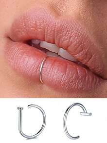 1 Stück/2 Stücke Fake Nasenring Faux Piercing Schmuck 8 mm Fake Nasenring Hoop für Faux Lippe Septum Nasenring Set Fake Lippring Lippennagel Neu Keine Perforation erforderlich - Verschiedenfarbig - Übersicht 1