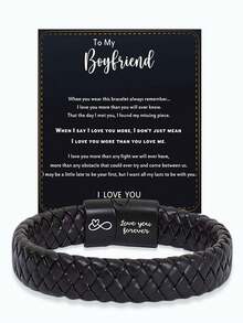 送给我儿子的励志手链，来自爸爸妈妈的礼物，永远记住你更勇敢，编织皮革手链，适合青少年男孩，来自妈妈，可调节，送给儿子的礼物，圣诞礼物