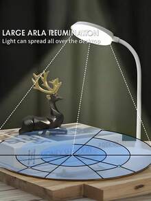1pc 360° Adjustable Gooseneck USB Reading Light, Bedroom LED Lamp, Eye-Protection Desk Lamp, Bedroom LED Light, Book Light, Bedside Reading Light, USB Powered Lighting Fixture - White - View 7