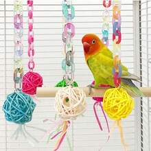 1pc/Set Parrot Toys, Colorful Rattan Ball Pendant String, Peony, Tiger Stripe, Sunflower, Parrot Chewing Toys, Bird Cage Decor Items, Multiple Colors Available