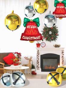 2pcs/4pcs 18-Inch 4D Christmas Bell Foil Balloons, For Christmas Party Decorations, Yard Display, Christmas Decorations, Gatherings, Weddings, Home Birthday Decor, Christmas Theme Hanging Balloons, Christmas Atmosphere Background, Christmas & New Year Home Decor Christmas 2026 - Multicolor - View 10