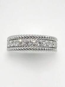 Gift Box Elegant Sparkling Cubic Zirconia Ring, White Gold Plated Copper, Suitable For Women Wedding Engagement Wear And Valentine's Day Gift - Silver - View 5