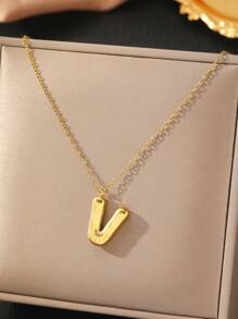 1 件不锈钢 26 字母吊坠项链，时尚优雅，送给她的绝妙礼物