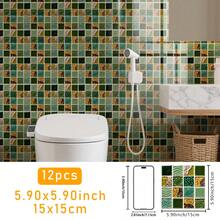 SUPSTICKER 12 miếng dán trang trí nhà cửa bằng chất liệu PVC dày dặn, kiểu dáng hiện đại, họa tiết gạch mosaic giả 2D, tự dính, chống thấm nước, chống dầu, dễ dán, thích hợp cho phòng ngủ, nhà bếp, phòng tắm, mặt bàn đảo bếp, trang trí tường phòng khách. Kích thước: 3.93*3.93/5.9*5.9/7.87*7.87 inch - Nhiều màu - Xem 15