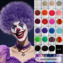 Perruque bouclée volumineuse, perruque afro synthétique courte, rétro années 70/80, boucles spiralées moelleuses, élastique et douce, apparence naturelle, convient pour le port quotidien, les fêtes d'Halloween, les événements sportifs, les concerts, le cosplay, le scientifique fou, l'artiste fou, le clown amusant, les tenues rock disco cool et uniques. Unisexe, plusieurs couleurs disponibles, excellent cadeau/décoration pour Noël, anniversaire, Thanksgiving, facile pour les débutants. - Multicolore - Voir 2