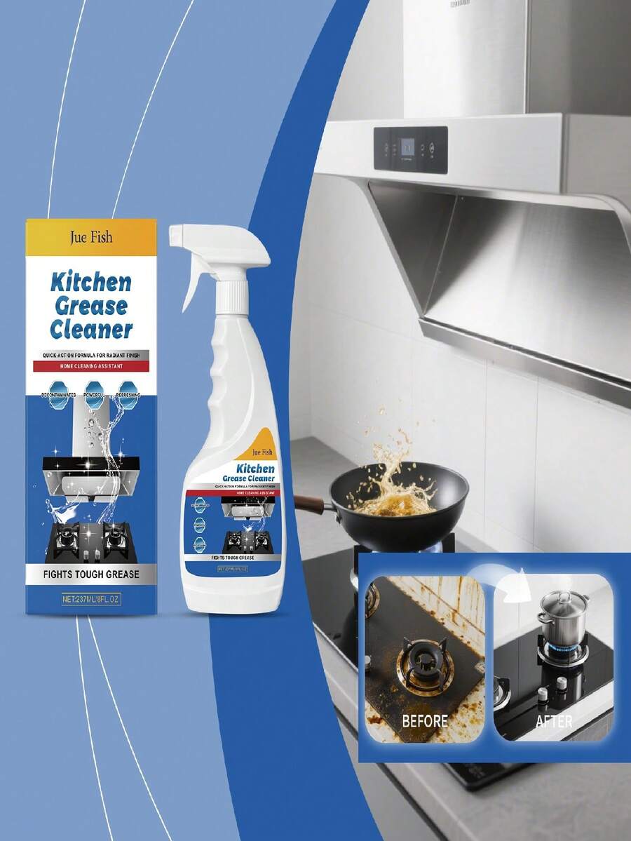 1 pièce/237ml/ Nettoyant huileux lourd Jue Fish convient pour les cuisines domestiques, le nettoyage de la hotte, le nettoyage des taches et le nettoyage des cuisinières de cuisine commerciale. Un incontournable pour la maison. Cadeau de Noël