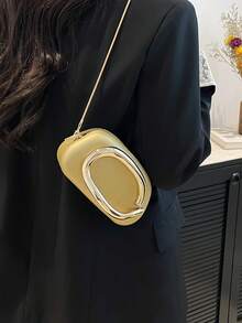 2025年新款女士金属装饰独特设计单肩斜挎包 - 金色 - 查看 9