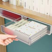 Sturdy Plastic Mini Drawer Self-Adhesive Desk Organizer Hidden Drawer Desk Office - 無色 - 查看 1