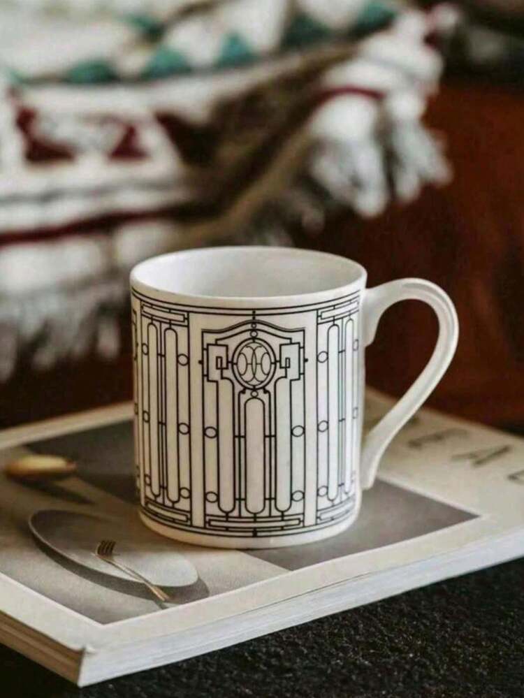 1 件 400ml 白色创意陶瓷杯，大容量陶瓷咖啡杯，耐热拿铁艺术杯，冷饮果汁牛奶杯，适用于家庭、卧室、餐厅、办公室 - 白色 - 查看 4