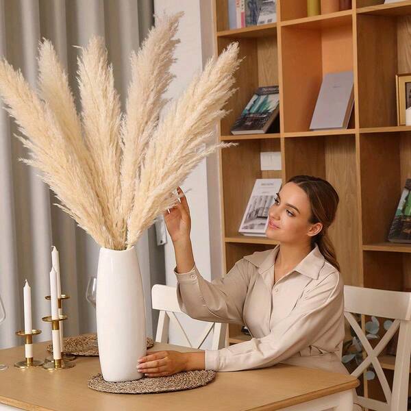 10/20/30 Pcs 60cm/23.6" Tall Natural Dried Fluffy Pampas Grass Bouquet - Boho Wedding Arch Decor/Boho Home Decor, Pampas Plant,Farmhouse Home Centerpiece, Christmas Valentine's Gift Ready, DIY Vase Filler, Living Room Bedroom Party Decorations,Room Decor,Home Decor,Wedding Decor/Wedding Items,Home Decor Living Room,Fiori Secchi