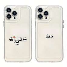 Cute And Simple Panda Couple Pattern Phone Case For  16/16 Plus/16 Pro/16 Pro Max,  15/15 Plus/15 Pro/15 Pro Max,  14/14 Plus/14 Pro/14 Pro Max,  13/13 Pro/13 Pro Max,  12/12 Pro/12 Pro Max,  11/11 Pro/11 Pro Max Series - Trộn màu 2 - Xem 3