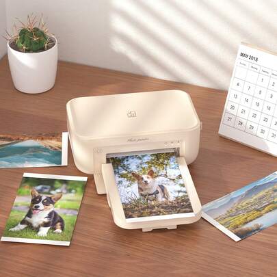  Impresora fotográfica HPRT 4x6 CP4100: inalámbrica, Wi-Fi, portátil e impresión instantánea con 20 hojas y 1 cinta, impresión de video AR para iPhone y Android: regalo de Navidad perfecto
