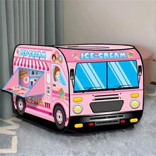 Różowy namiot w kształcie samochodu z lodami, przenośny, składany basen z piłeczkami, zabawka dla dzieci w wieku 3-12 lat, namiot dla niemowląt, basen z piłeczkami, dmuchany namiot