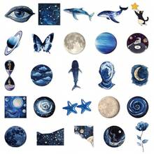 50pcs Blue Space Theme Stickers, Planet Stickers, Cartoon Stickers, Decorative Stickers, Waterproof Vinyl Stickers, Laptop Stickers Set, Skateboard Stickers, Water Bottle Stickers, Notebook Stickers - Multicolor - View 5