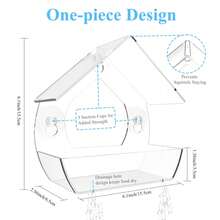 1只鳥飼料器，掛在窗外的透明鳥飼料器，帶吸盤，適用於花園戶外後院野生鳥類觀察，丙烯酸塑料 - 無色 - 查看 9