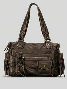 Y2K Vintage Hot And Spicy 女士复古单肩包，个性街头朋克单肩包，配有多个口袋和可拆卸肩带。这款女士钱包非常适合日常使用、购物派对、通勤上班，也是完美的节日时尚礼物。 - 銅色 - 查看 1