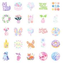 50 piezas Pegatinas con dibujos florales lindos, resistentes al agua para equipaje, botellas de agua, fundas de teléfono, guitarra, altavoz