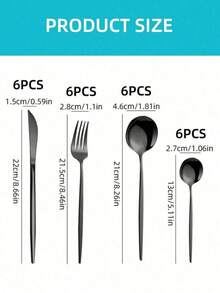 Juego De Cubiertos Navidad Regalo de Navidad Un buen regalo De Acero Inoxidable, 24/4 Piezas para comedor de hotel con cuchillo, tenedor, cuchara y cuchara de té, para cocina, regalo de Navidad Juego de cubiertos de acero inoxidable de 24 piezas, tenedor, cuchara, cuchillo, juego de cubiertos para 6 personas, apto para lavavajillas - Negro - Ver 2